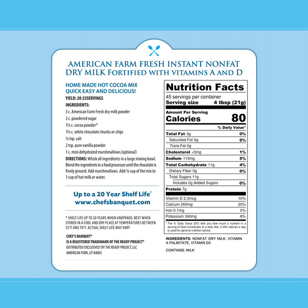 American Farm Fresh Fortified Instant Nonfat Dry Milk